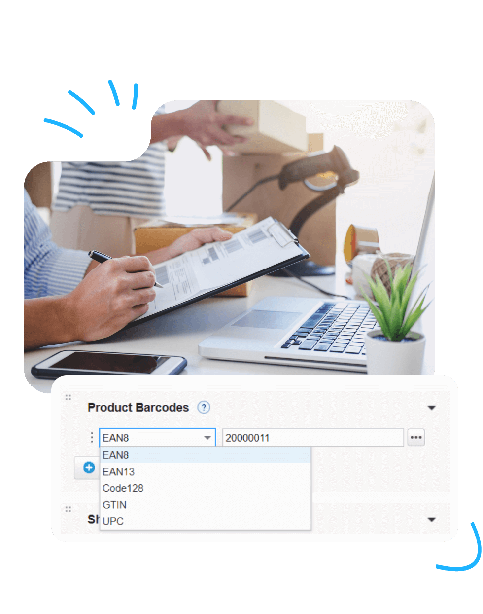 Kladana ERP uses barcodes to track products, storage bins, and warehouse operations