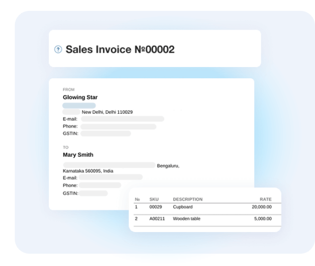 Sales Invoicing with Logistics in Kladana OMS Invoice showing shipment details, issue date, taxes, and ordered items with SKUs and quantities