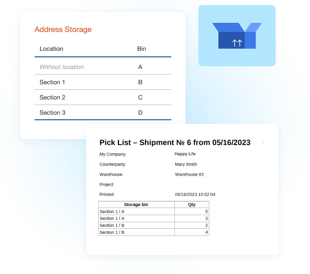 Assign bin storage to organize warehouse space and locate goods quickly