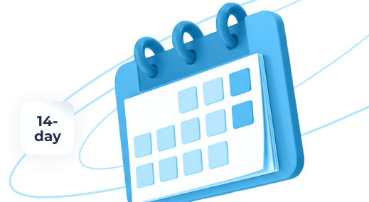 Illustration of Kladana 14-day free trial with calendar icon and unlocked access, no credit card required
