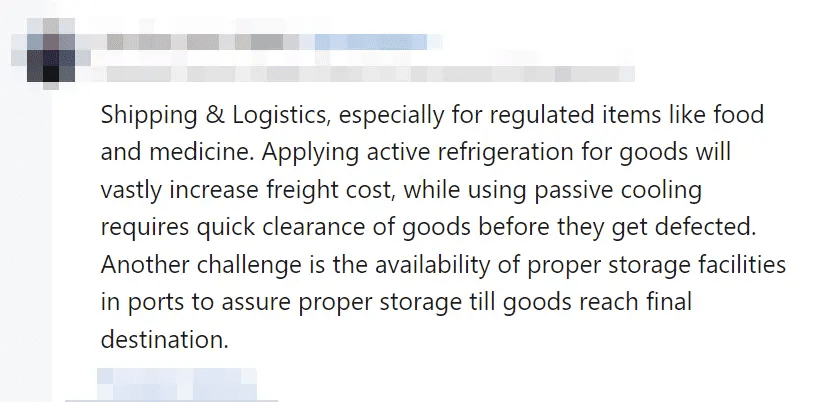 LinkedIn: Shipping Challenges LinkedIn discussion on logistics issues in food and medicine industries.