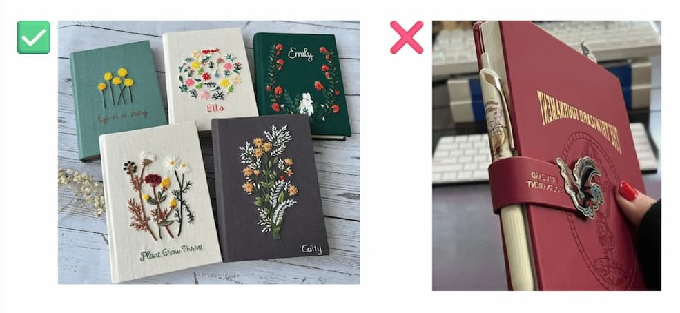 Product Photos for a Notebook Examples of good and bad product photos for a notebook.