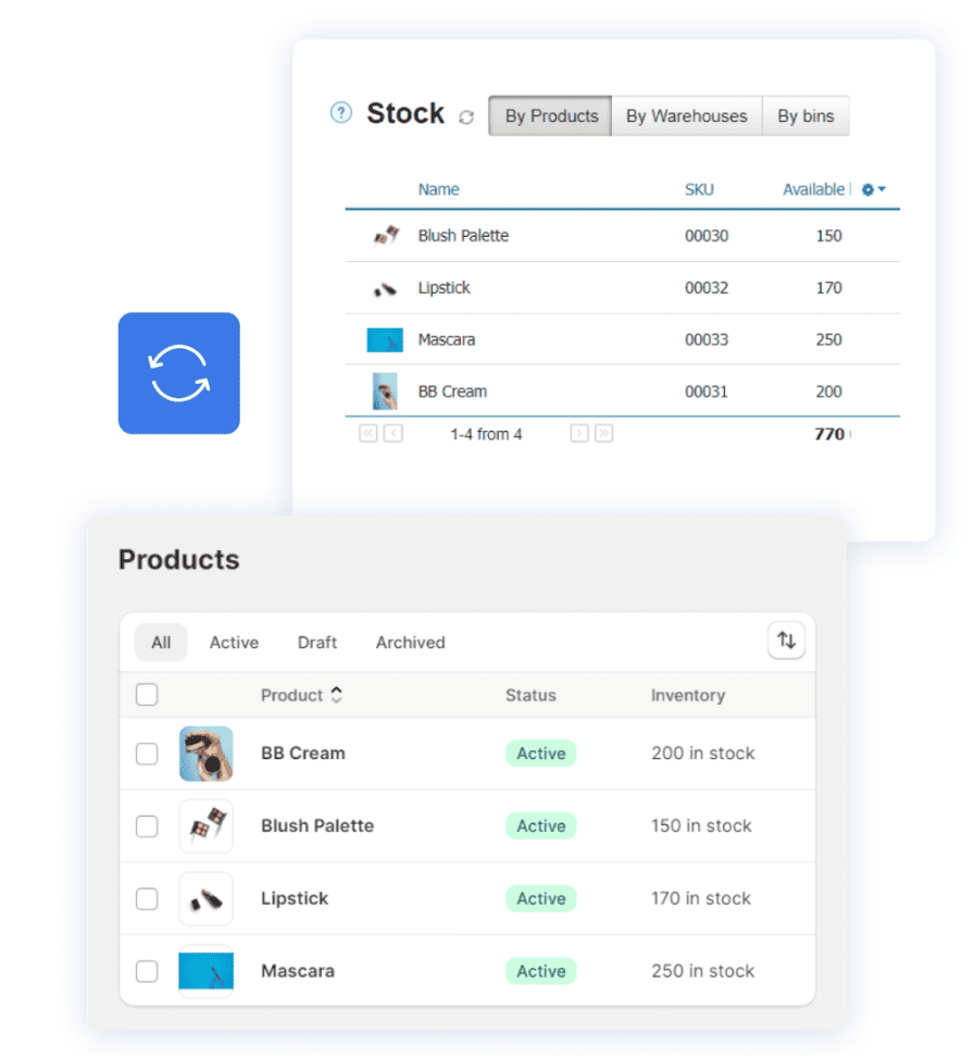 Kladana Stock Management Feature A screenshot demonstrating stock management menu in Kladana ERP