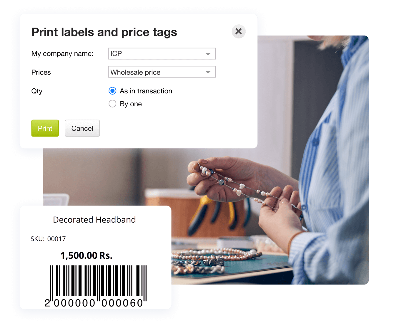 Kladana Barcode Generation Feature A screenshot displaying Kladana barcode generation features
