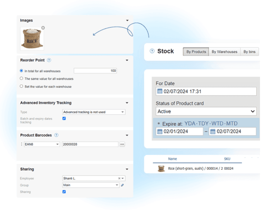 Kladana Inventory Tracking Features for Food and Beverage Businesses A screenshot showing the inventory tracking features of Kladana ERP