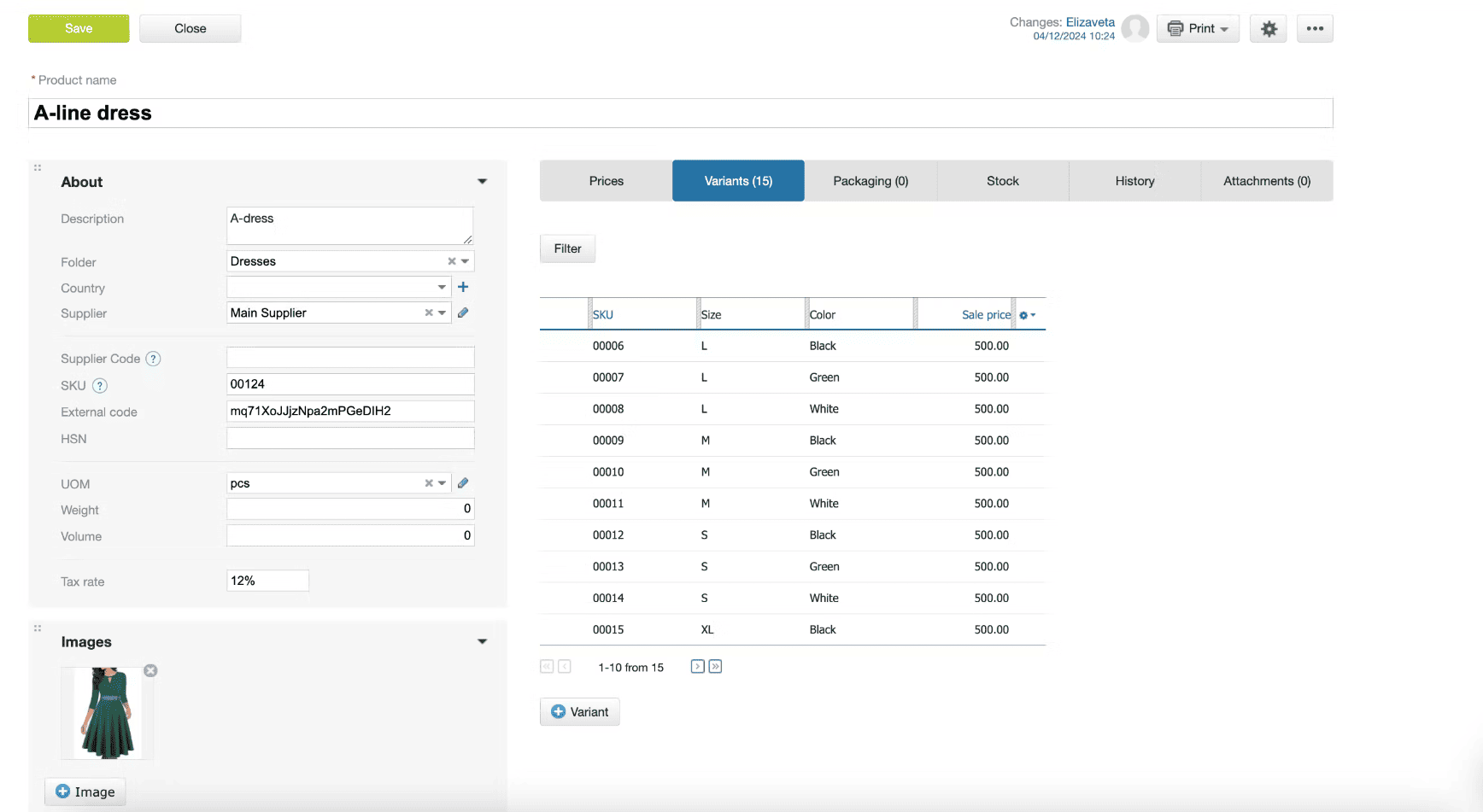 Kladana Ecommerce inventory management feature A screenshot showing how Kladana works for inventory management in ecommerce