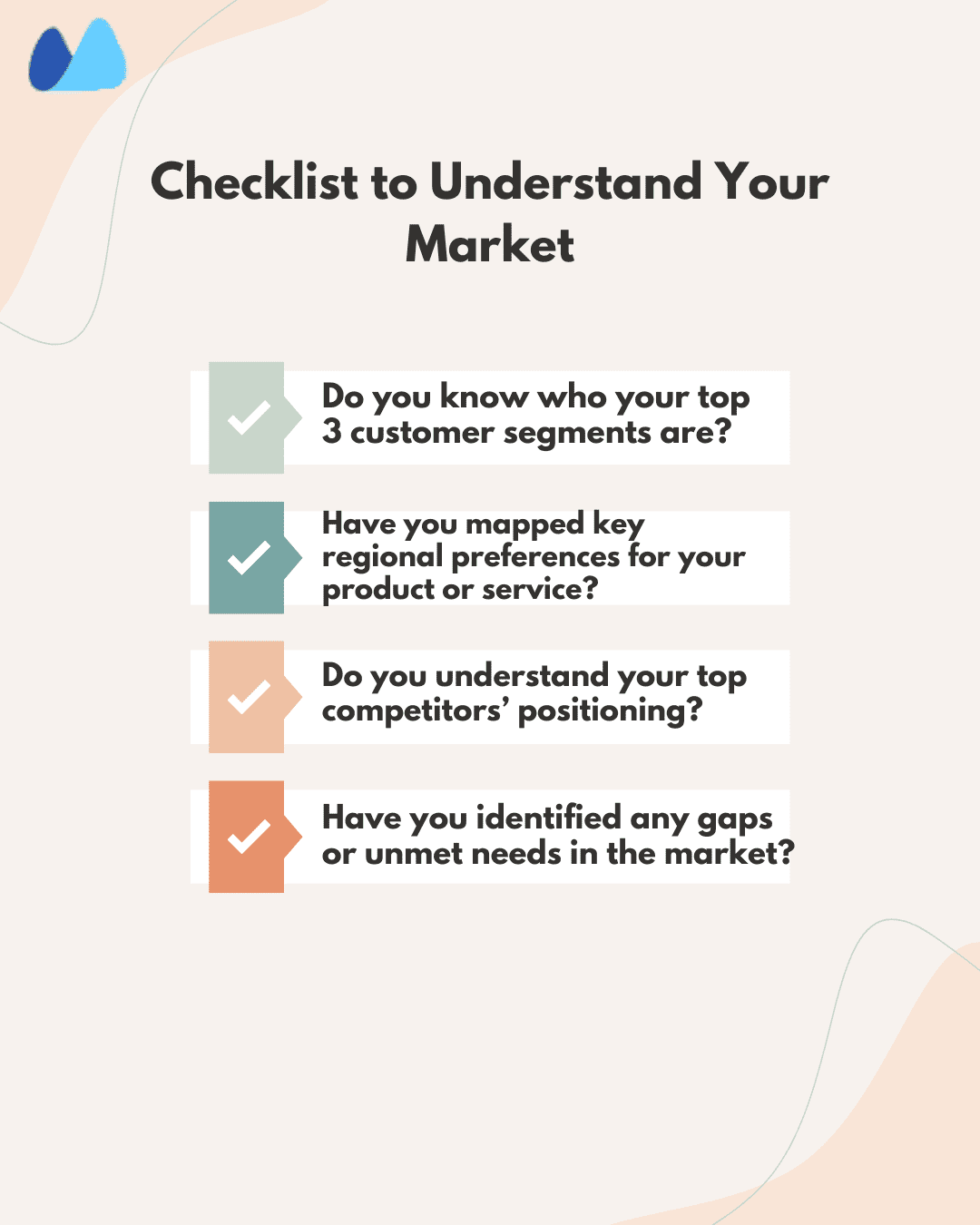 Market Analysis Checklist for Entrepreneurs Checklist of key questions entrepreneurs should ask when analyzing their market niche