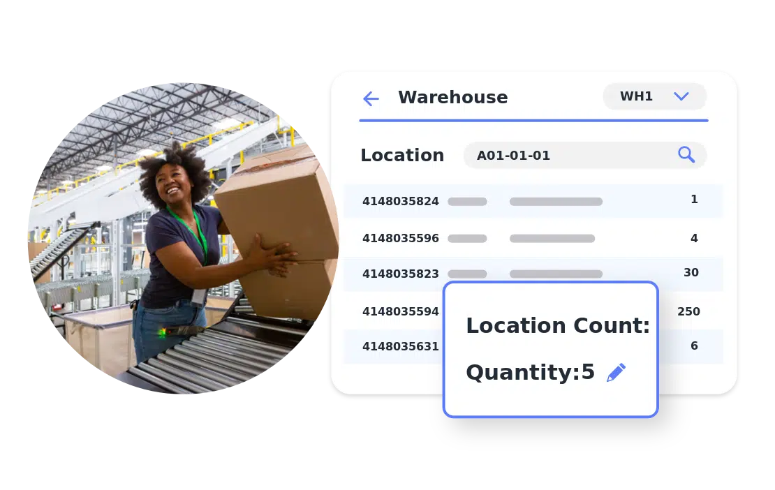 Linnworks WMS Dashboard Dashboard displaying warehouses with specific item locations and total location counts.
