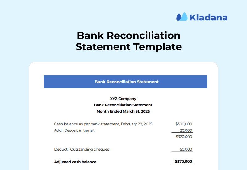 Download Bank Reconciliation Statement from Kladana A mockup of BRS template