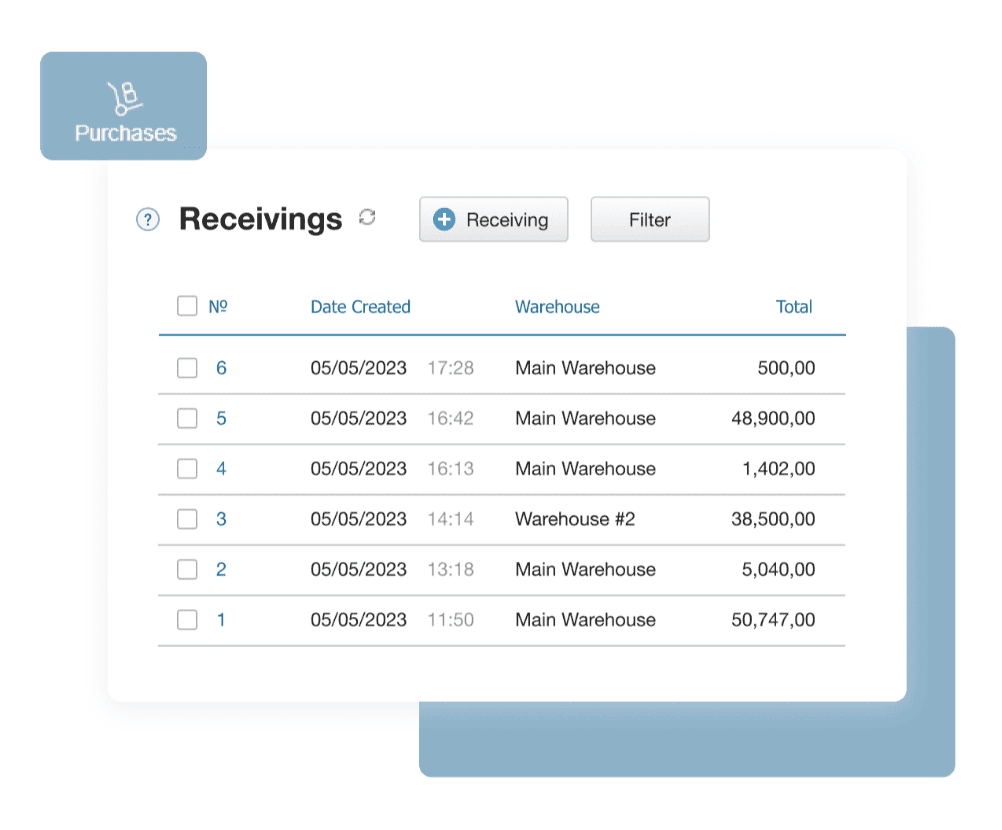 A mockup of Kladana’s features of purchase management for distributors