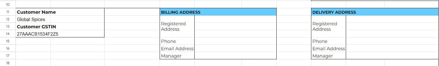 Buyer’s name, GSTIN and billing address section in GST invoice Showing customer details and GSTIN to invoice