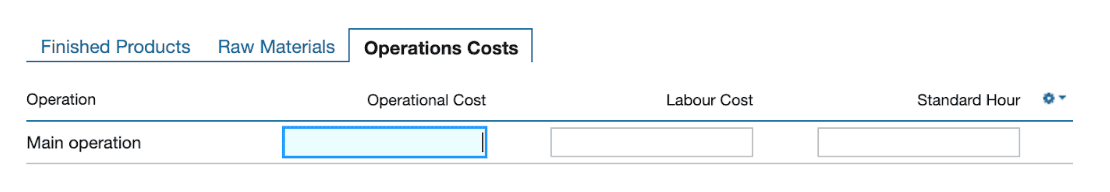 Screenshot showing how to add operations and labour costs in BOM in Kladana