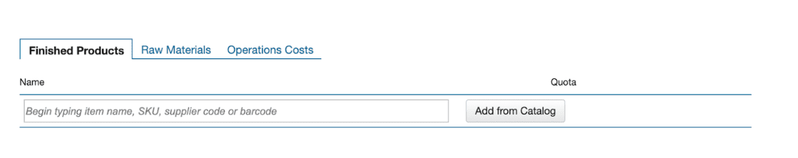 Screenshot showing how to add finished products in BOM in Kladana