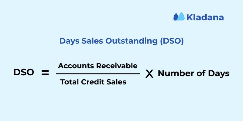 An image showing how to calculate day sales outstanding (DSO)