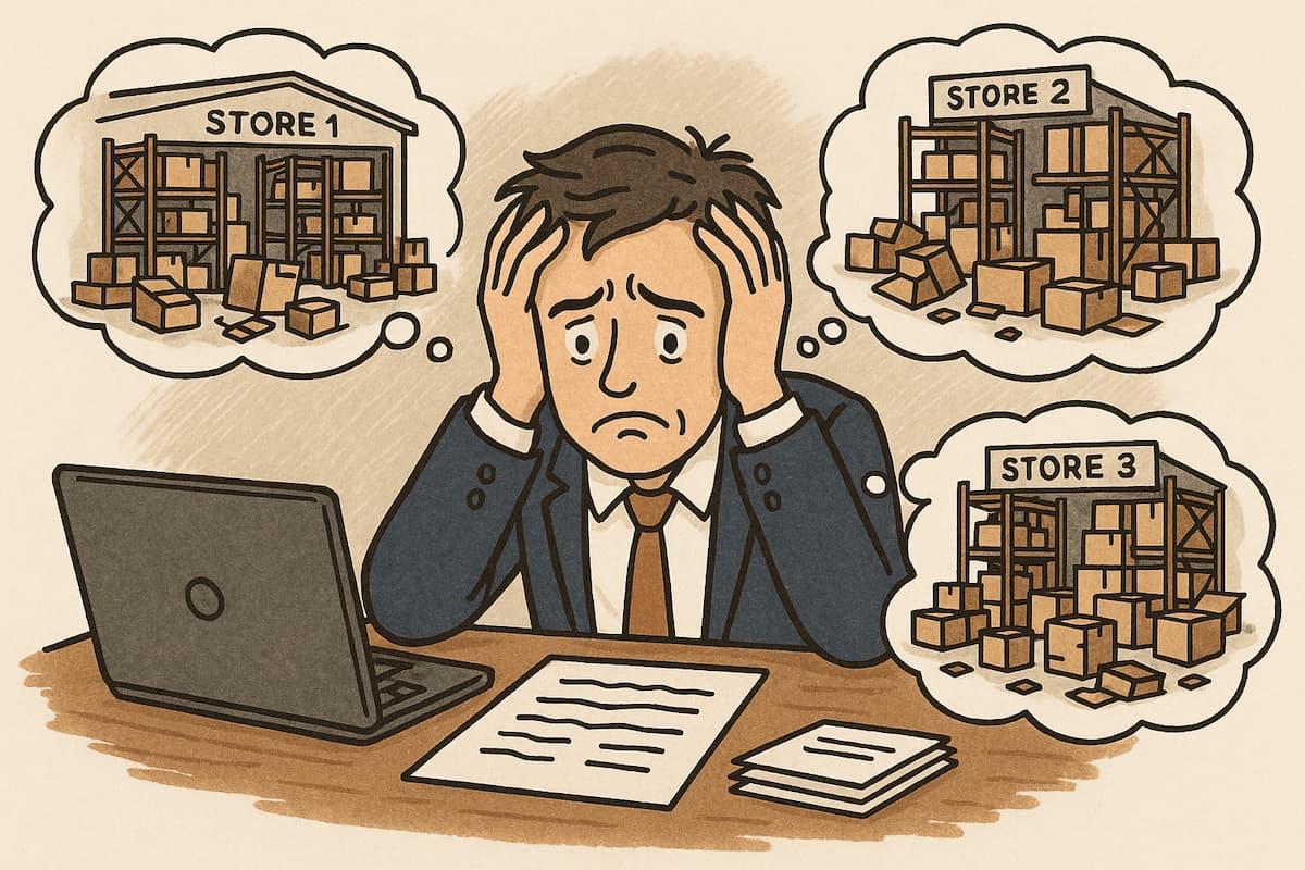A picture showing desperate business owner who doesn’t succeed in multi-warehouse inventory