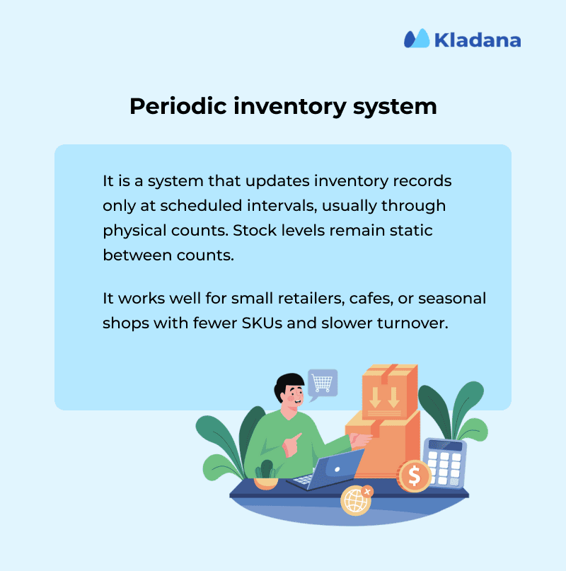 Meaning of periodic inventory system An image explaining the meaning of periodic inventory system