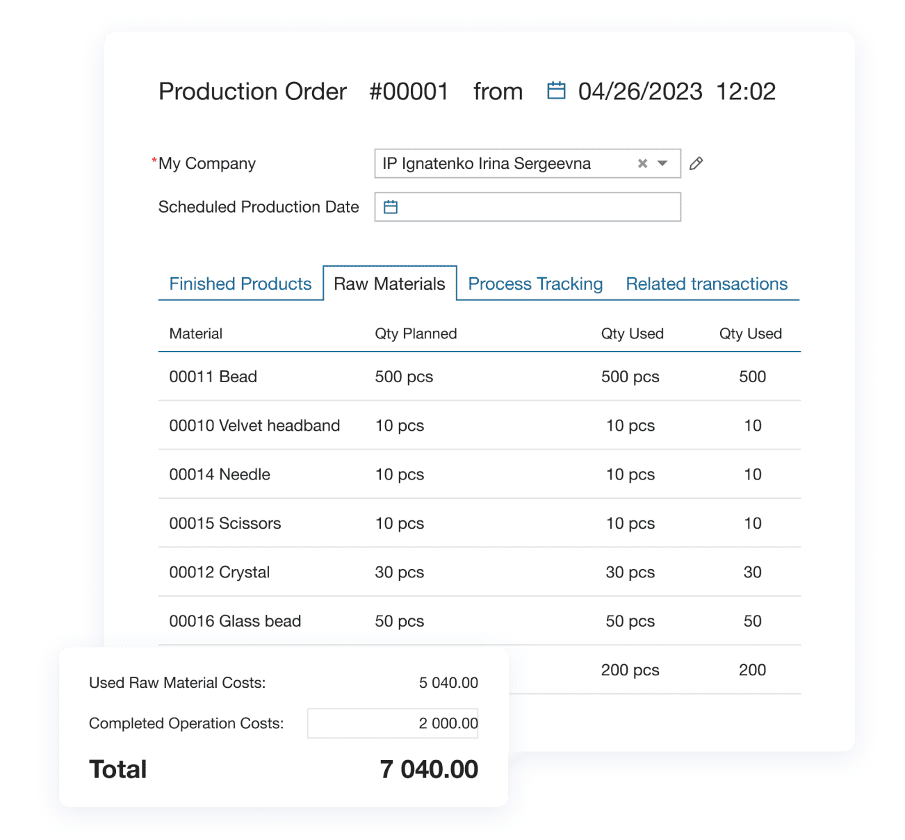 Kladana’s production management feature A mockup from Kladana’s production management feature