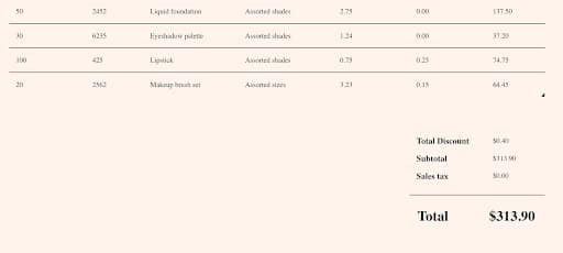 Adding Tax Details and Discounts to Invoice An invoice screenshot with adding taxes and discounts