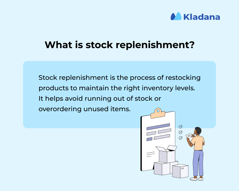 Meaning of stock replenishment An image explaining the meaning of stock replenishment