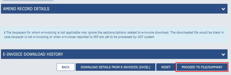A screenshot showing the option to proceed to file GSTR1