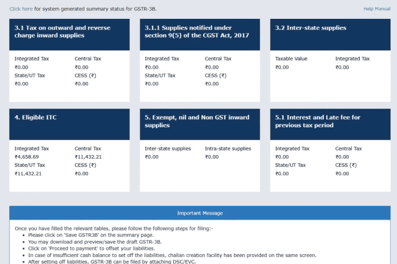 A screenshot showing pre-filled details under GSTR 3B