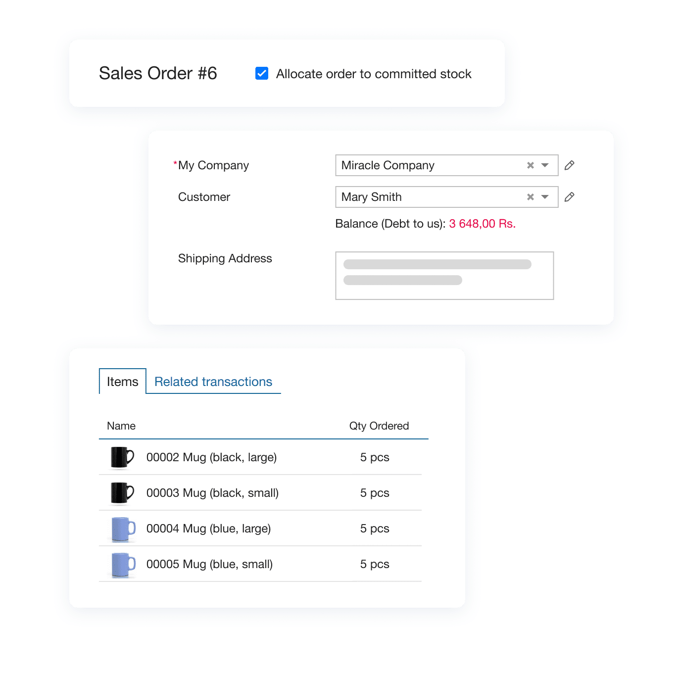 Screenshot of the Kladana WMS analytics dashboard showing inventory insights, stock levels, and client’s info used in sales order creation