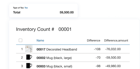Screenshot of inventory counting interface in Kladana WMS showing stocktake process with item quantities, adjustments, and warehouse data